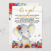 Invitation Sunflower Elephant Butterfly Douche (Devant / Derrière)