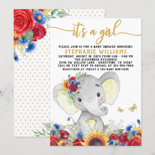 Invitation Sunflower Elephant Butterfly Douche