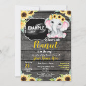 Invitation Sunflower Elephant Ultrasound Baby shower Invi (Devant)