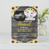 Invitation Sunflower Elephant Ultrasound Baby shower Invi (Debout devant)