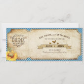 Invitation Sunflower En vichy Check Country Pique-nique Maria (Dos)