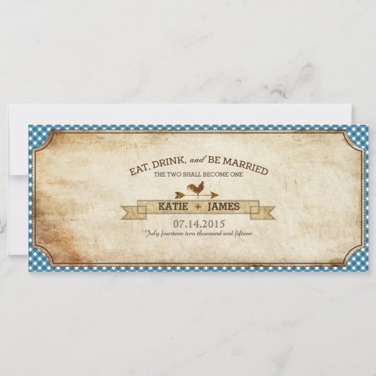 Invitation Sunflower En vichy Check Country Pique-nique Maria (Dos)