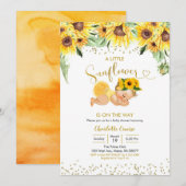 Invitation Sunflower est sur le chemin Baby shower Blonde Gir (Devant / Derrière)