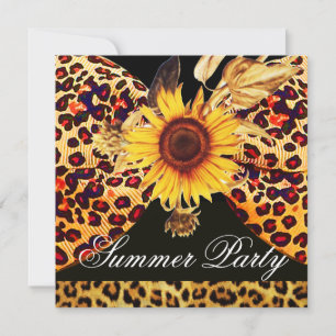 INVITATION SUNFLOWER ET LEOPARD FUR BOW SUMMER GARDEN PARTY