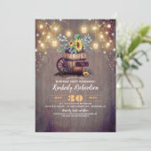 Invitation Sunflower et Mason Jar illuminent l'Anniversaire r (Debout devant)