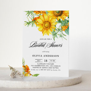 Invitation Sunflower et Sea Buckthorn QR Code Fête des mariée