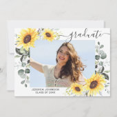 Invitation Sunflower Eucalyptus 3 PHOTO Graduation Party (Devant)