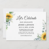 Invitation Sunflower Eucalyptus 3 PHOTO Graduation Party (Dos)