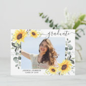 Invitation Sunflower Eucalyptus 4 PHOTO Graduation Party (Debout devant)