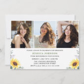 Invitation Sunflower Eucalyptus 4 PHOTO Graduation Party (Dos)