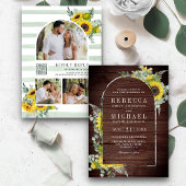 Invitation Sunflower Eucalyptus Arch QR Code Mariage en bois