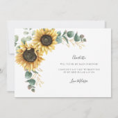 Invitation Sunflower Eucalyptus Be My Maid of Honor Card (Dos)
