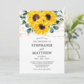 Invitation Sunflower Eucalyptus Botanique Lumières Mariage (Debout devant)