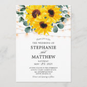 Invitation Sunflower Eucalyptus Botanique Lumières Mariage (Devant)