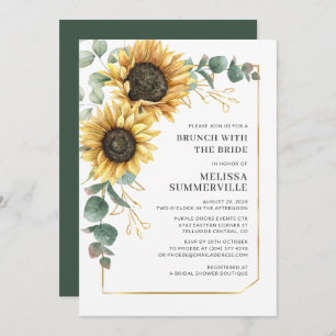 Invitation Sunflower Eucalyptus Brunch vert avec mariée
