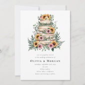 Invitation Sunflower Eucalyptus Cake QR Code Mariage (Devant)