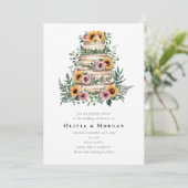 Invitation Sunflower Eucalyptus Cake QR Code Mariage (Debout devant)