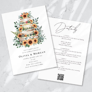 Invitation Sunflower Eucalyptus Cake QR Code Mariage