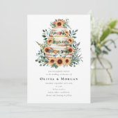 Invitation Sunflower Eucalyptus Cake QR Code Mariage (Debout devant)