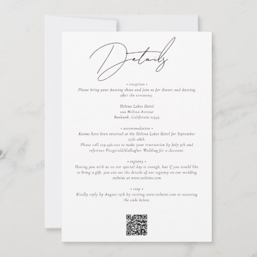 Invitation Sunflower Eucalyptus Cake QR Code Mariage (Dos)