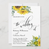 Invitation Sunflower Eucalyptus Calligraphie Le Mariage De (Devant)