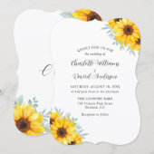 Invitation Sunflower Eucalyptus Elegant Monogram Wedding (Devant / Derrière)