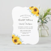 Invitation Sunflower Eucalyptus Elegant Monogram Wedding (Debout devant)