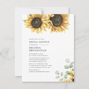 Invitation Sunflower Eucalyptus Fête des mariées de verdure f