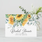 Invitation Sunflower Eucalyptus Fête des mariées verte (Debout devant)