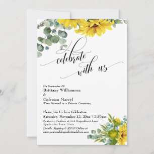Invitation Sunflower Eucalyptus fêter avec nous Réception