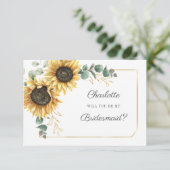Invitation Sunflower Eucalyptus Feuilles Soyez ma servante (Debout devant)