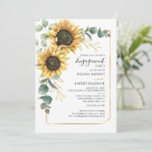 Invitation Sunflower Eucalyptus Gold Fiançailles géométrique (Debout devant)