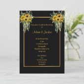 INVITATION SUNFLOWER EUCALYPTUS GOLD TRIM ÉLÉGANT MARIAGE 2 (Debout devant)