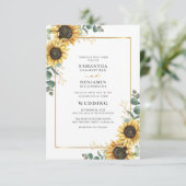 Invitation Sunflower Eucalyptus or Mariage géométrique floral (Debout devant)