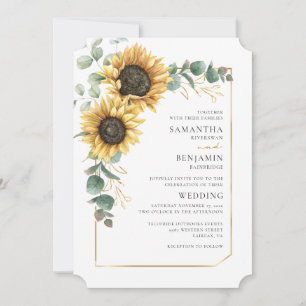 Invitation Sunflower Eucalyptus QR Code All-in-One Mariage