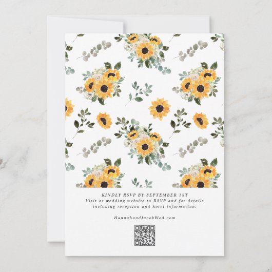 Invitation Sunflower Eucalyptus QR Code RSVP Mariage (Dos)