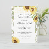 Invitation Sunflower Eucalyptus String Fête des mariées (Debout devant)