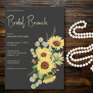 Invitation Sunflower & Eucalyptus sur Black Bridal Brunch