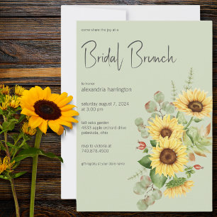 Invitation Sunflower & Eucalyptus sur Sage Green Bridal Brunc