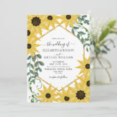 Invitation Sunflower Eucalyptus Watercolor  Yellow  Floral (Debout devant)