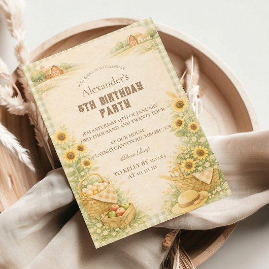 Invitation Sunflower Farm Storybook Kids Birthday