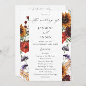 Invitation Sunflower & Fleur sauvage Floral Wedding Program (Devant / Derrière)