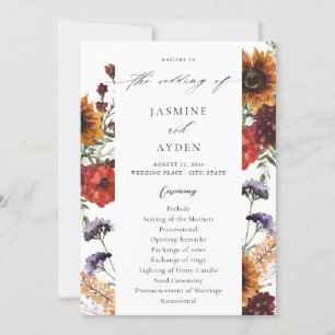 Invitation Sunflower & Fleur sauvage Floral Wedding Program