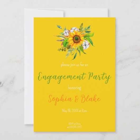 Invitation Sunflower Floral Bouquet Jaune (Devant)