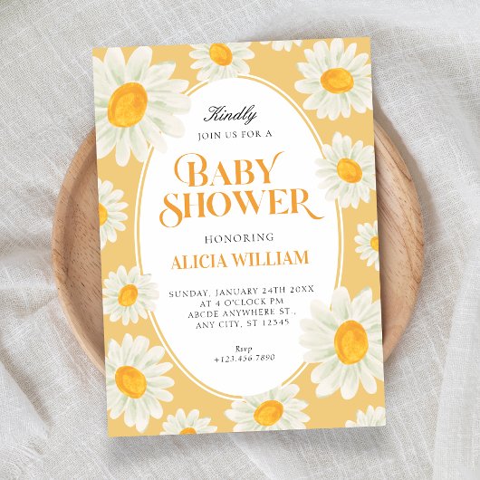 Invitation Sunflower Floral seamless pattern baby shower