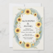 Invitation Sunflower Floral Watercolor Wedding Invite (Devant)