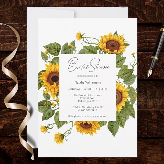 Invitation Sunflower Frame Bridal Shower