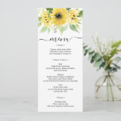 Invitation Sunflower Garden Wedding Menu ou Fête des mariées (Debout devant)