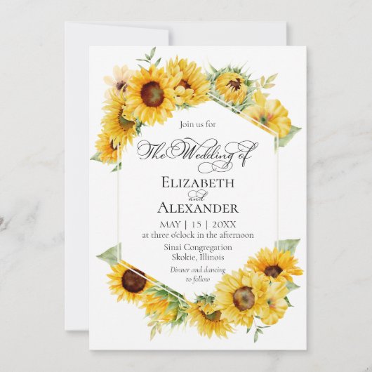 Invitation Sunflower Géométrique Automne Mariage photo Automn (Devant)