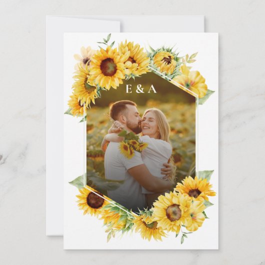 Invitation Sunflower Géométrique Automne Mariage photo Automn (Dos)